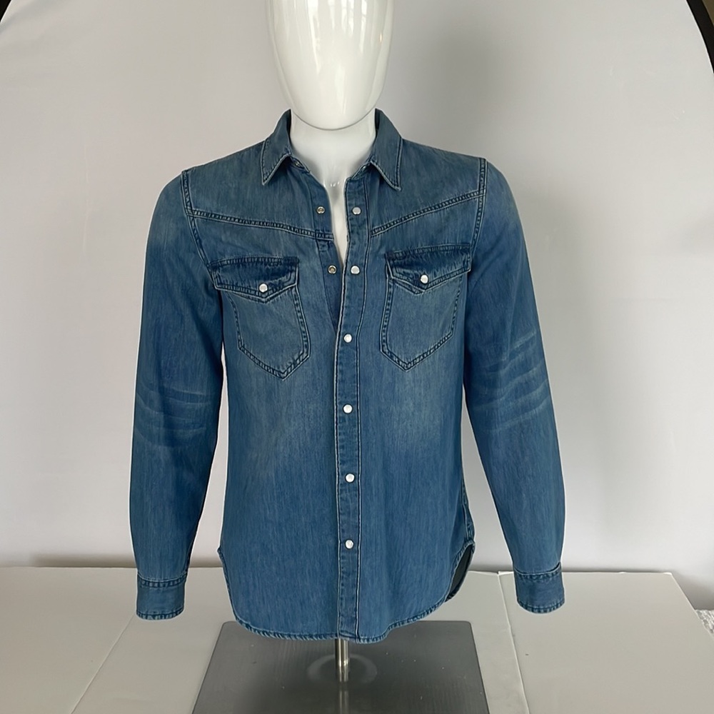 7 For all Mankind Mens Denim Snap Shirt